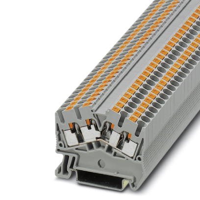 Phoenix Contact Multi-Conductor Terminal Block; PTS 2.5-QUATTRO ; 20A; 600V; 1-Level; #26 - #12; Push-In Connection; Gray
